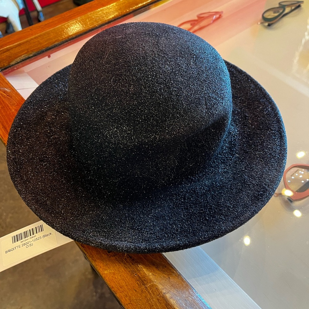 Eugenia Kim Black glitter Wool sun Hat